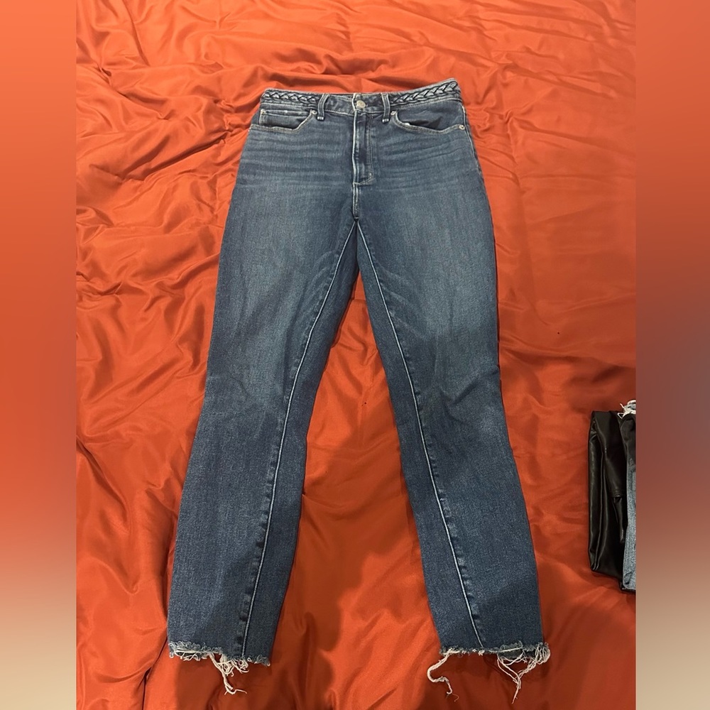 Abercrombie super high rise skinny with braided waisted band curve love
